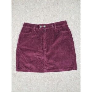 Hollister Women's Corduroy Skirt Ultra High Rise Cotton Burgundy Size 7 Juniors